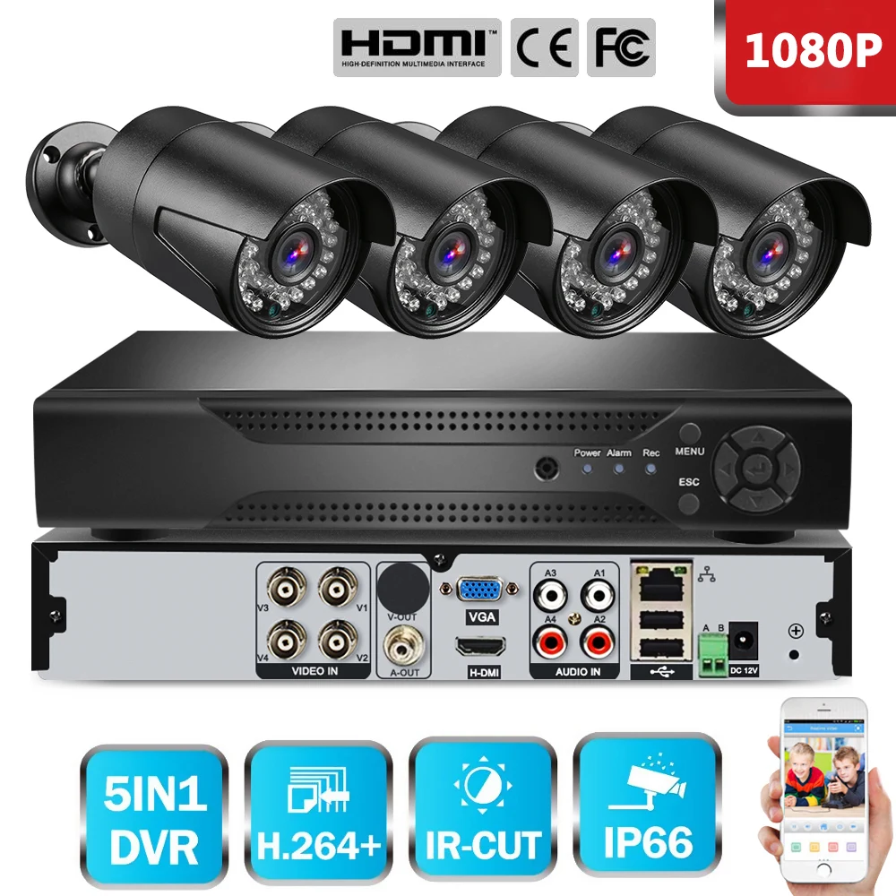 8-канальная система видеонаблюдения 720 P/1080 P 8 шт. AHD Камера Безопасности DVR IR-CUT камера наружного видеонаблюдения IP система безопасности комплект видеонаблюдения - Цвет: 4 Cameras 1080P