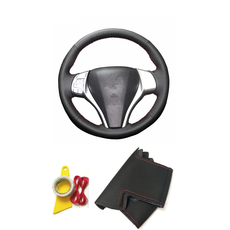 Для Nissan X-Trail T32 Teana Altima 2013- чехол на руль из натуральной кожи для ручного шитья с резьбой