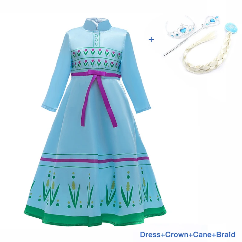 Платья «Эльза» для девочек; костюмы принцессы для рождественской вечеринки, костюмированной вечеринки, дня рождения; комплект аксессуаров «Эльза»; детская одежда для девочек - Цвет: Package 1 B
