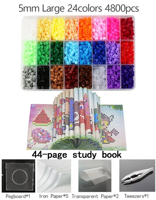 Hama Beads with Pegboards Ironing Paper Colorful Fuse Beads Kit Beading Kit  - AliExpress