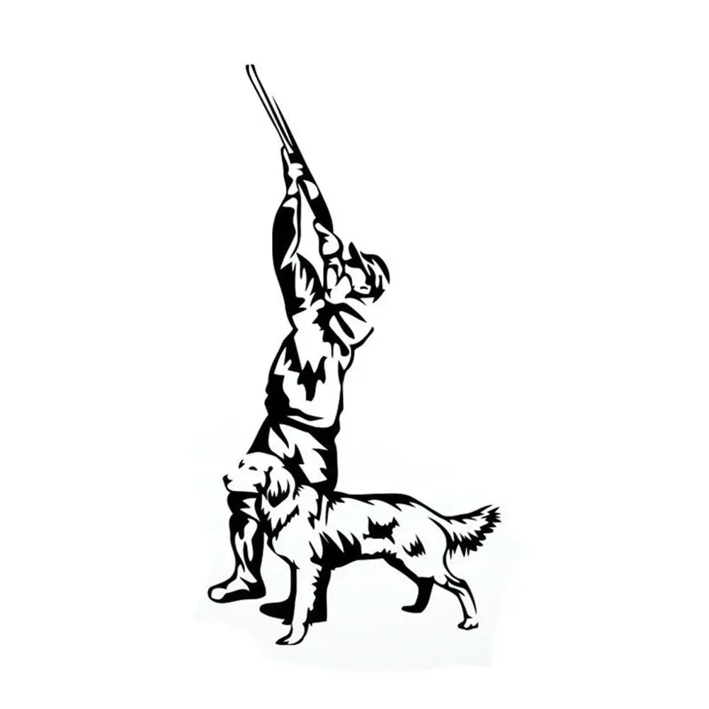 

Funny Car Sticker Motorcycle Hunter Hunting with Dog Decal Art Pattern Accessories PVC 16cm X 8cm