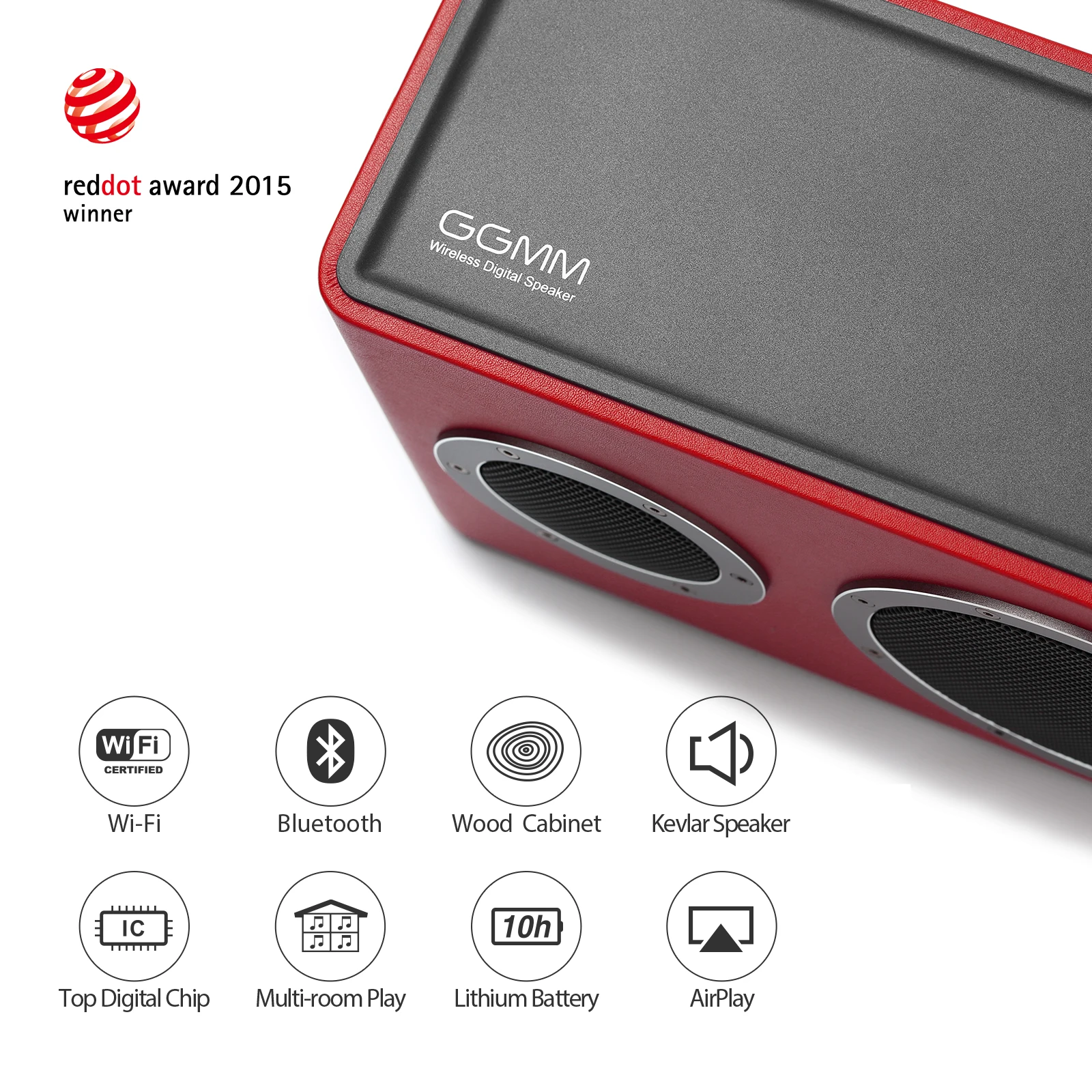  GGMM WiFi/AUX/Bluetooth Speaker 40W Full-Range Rich Bass Subwoofer Soundbar Support Streaming Music