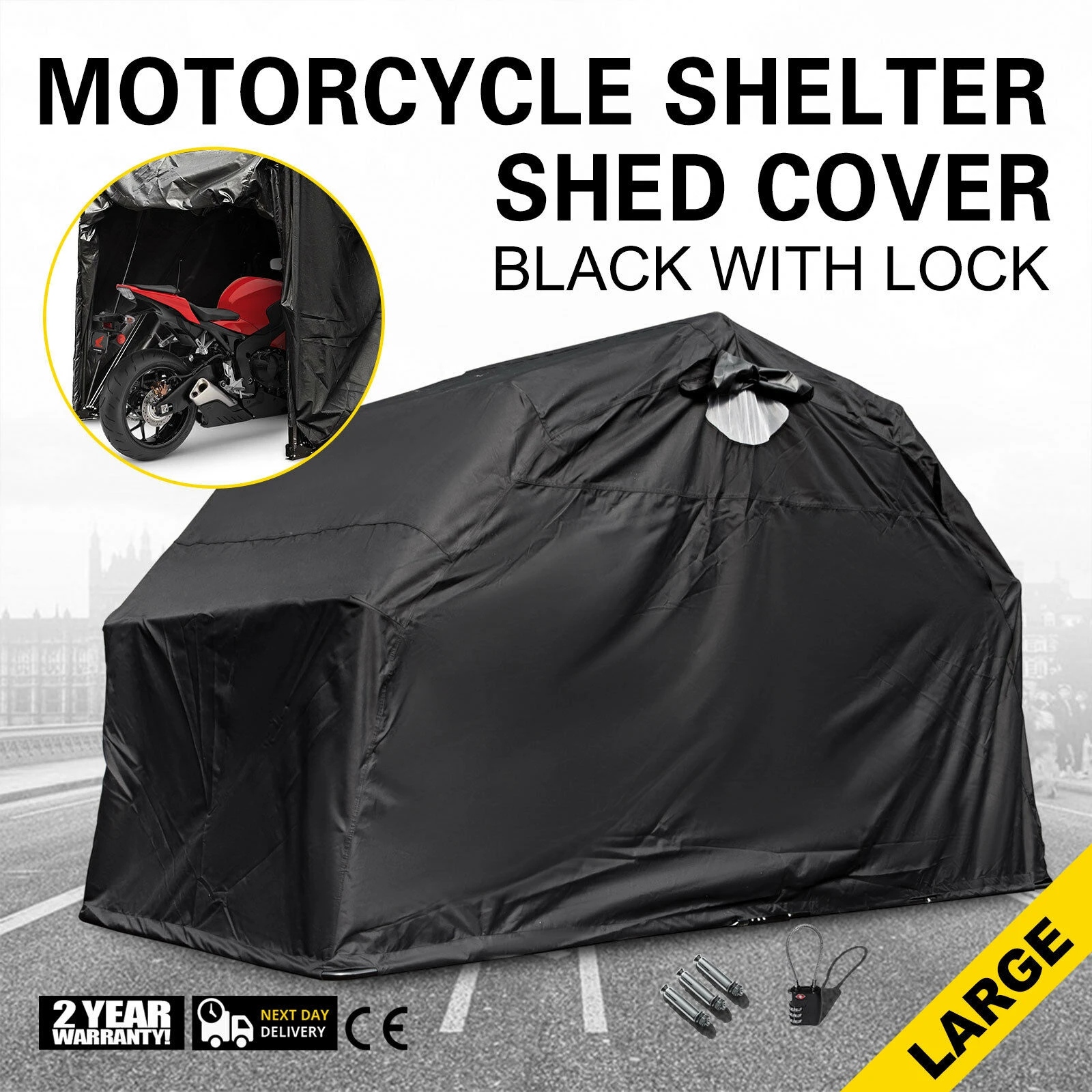 VEVORbrand Heavy Duty Motorcycle Storage Shed, Bike Scooter Cover Tent