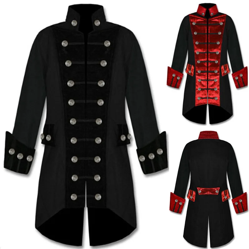 

2019 New Explosion Color Matching Coat Fashion Steampunk Retro Men To Attend The Dinner Dress
