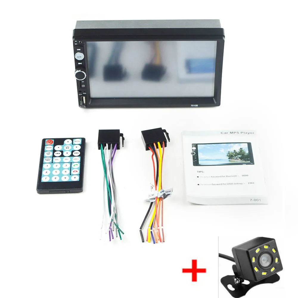 with 8led camera Авторадио 2Din Автомагнитола Coche сенсорный экран Аудио Bluetooth Камера заднего вида Mp5 Multimidio плеер Зеркало Ссылка стерео AUX FM - Цвет: with 8led camera