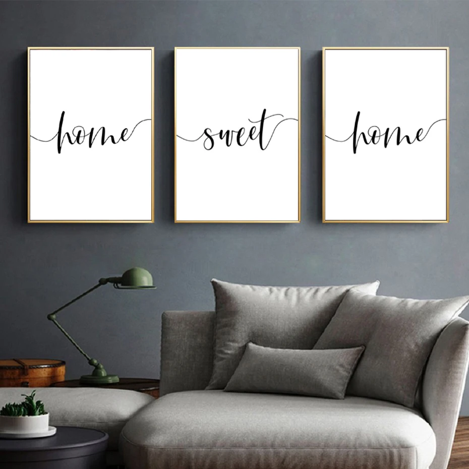 Printable Canvas Painting Minimalist Home Sweet Home Quotes Letters Wall  Art Prints Posters Pictures Living Room Bedroom Decor