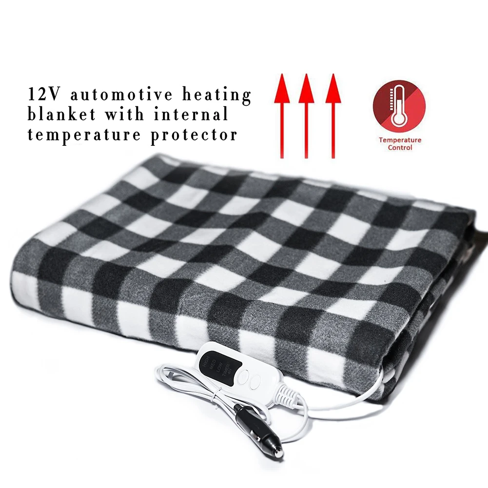 12V клетчатое электрическое тепловое автомобильное одеяло с интеллектуальным регулятором температуры