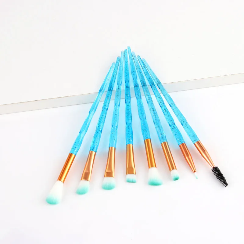 Crystal Blue 8pcs Новинка, набор косметических кистей для макияжа, 10 шт., кисть для растушевки теней, бровей, ресниц, подводки для глаз, кисти для профессионального макияжа глаз, набор инструментов - Handle Color: Crystal Blue 8pcs