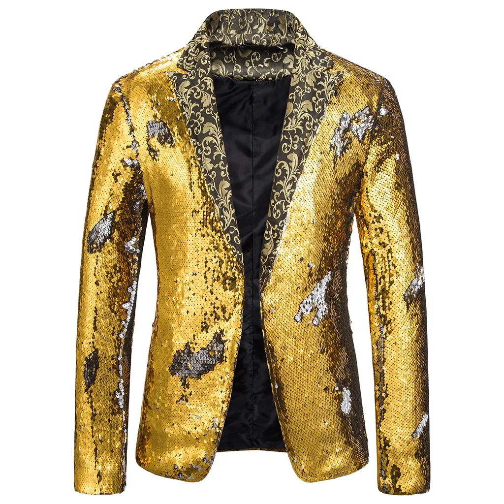 

Charm Men's blazer homme Casual Fit Suit Coat blazer men Sequin Party Top Patchwork Cardigan blazer for men sobretudo masculino