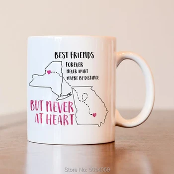 

Coffee Mug for Best Friend Long Distance Friendship Gift Personalized Mug for Girlfriend Long Distance Gift For Couple