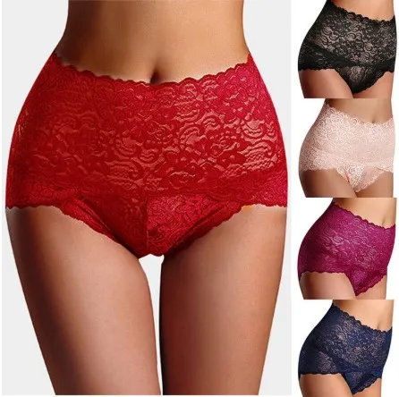 Women Sexy Floral Lace Panties Underwear Briefs High Waist Panties Super Thin Hollow Ladies Breathable Boxer Shorts