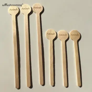 

Monogram Birch Wood Bar Sticks Vintage Party Carnival Buffet Table Cake Decor Personalized Biodegradable Swizzle Beverage Sticks