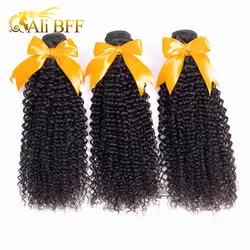 Али BFF монгольский афро кудрявый вьющиеся волосы Комплект s 100% Пряди человеческих волос для наращивания можно купить 3/4 Комплект природа