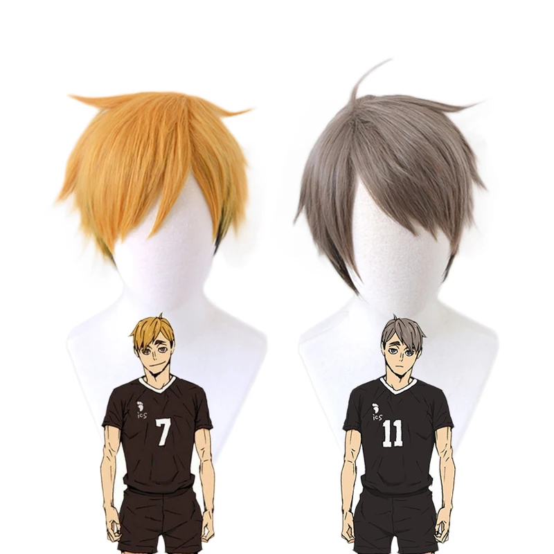 Anime Haikyuu!! Osamu Miya Atsumu Wig Cosplay Costume Heat Resistant Synthetic Hair Haikiyu Carnival Party Wigs | Тематическая