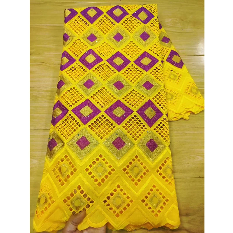 

100% Cotton New Fabric fast shipping Gorgeous Embroidery Diamond inlay African Material For Muslim to make clothes Dress