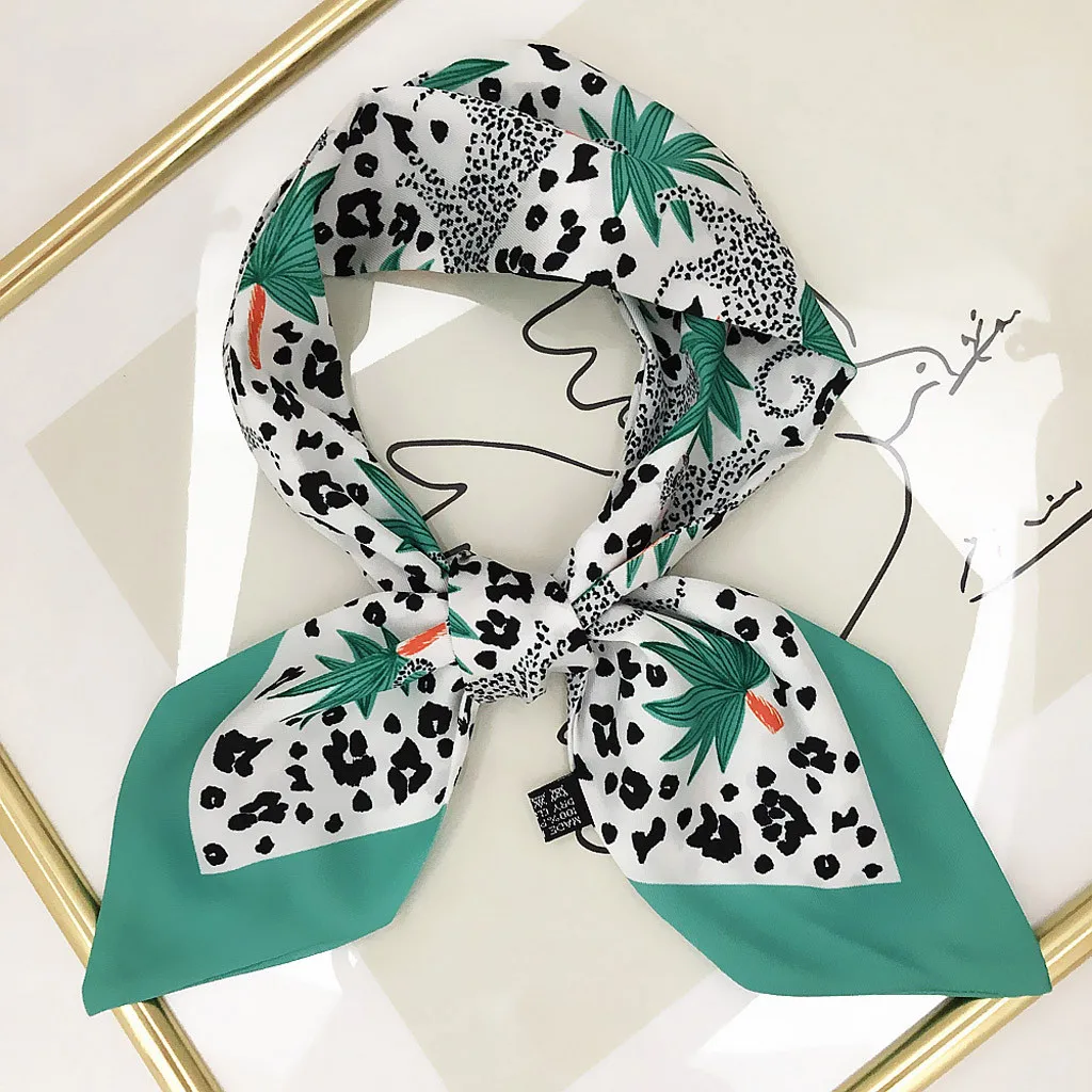 Luxury Scarf Women Scarves Designer Fashion Ladies Hand Made Bag Hat Headband Tied Handle Small Ribbon Silk Scarf Foulard Femme