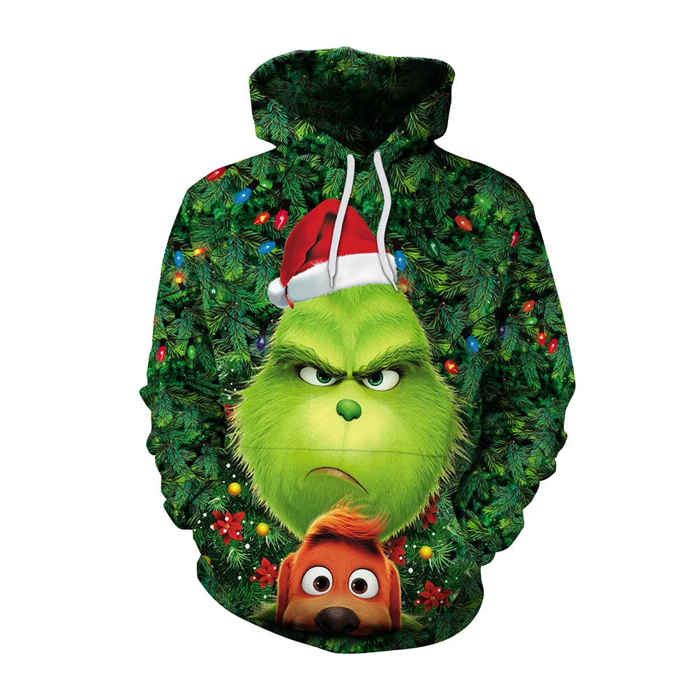 Новая мужская мода Grinch 3d толстовки Shrek рубашка Рождество забавная толстовка хип хоп Уличная 3d печать толстовки зеленая куртка - Цвет: GLQ