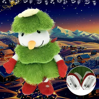 

Fast delivery Christmas handmade pinne tree snowman plush electric toy cute New year home atmosphere decorations
