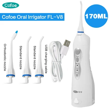 Cofoe Oral Irrigator USB Rechargeable Water Flosser Dental Jet Flosser Waterproof IPX7 Flossing Teeth Cleaner Oral Hygiene dental irrigator rechargeable oral irrigator gum dental water flosser teeth flossing irrigador tooth clean tool
