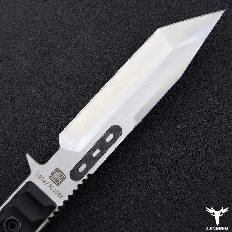 LENGREN 9cr18mov Steel outdoor Heavy knife 8MM thick Sharp Self Defense Hunting Knife Camping Survival Knife army knife