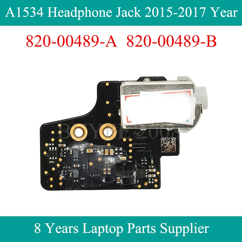 Genuine 12 A1534 Headphone Jack 820 00489 A 820 00489 B 2015 2016 2017 Year For Macbook Air A1534 Audio Board Port Connector