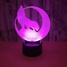 7 цветов Изменение Usb 3D светодиодный ночной Светильник животных волка Иллюзия Модель Дети сенсорная кнопка настольная лампа светильник декора подарки на день рождения