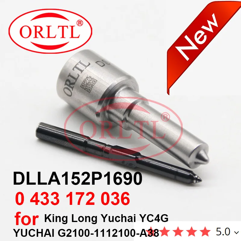 ORLTL Common Rail Nozzle DLLA152P1690 0 433 172 036 for YUCHAI 445 120 083 0445120083 G2100-1112100-A38 King Long Yuchai YC4G | Автомобили