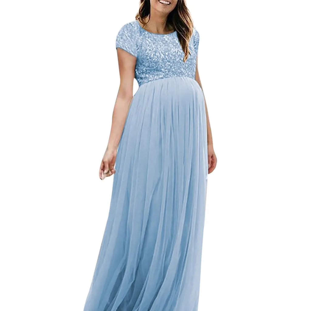 Модные женские фотографии реквизит платья Необычные Популярные Длинные Макси-платье для беременных - Цвет: Синий