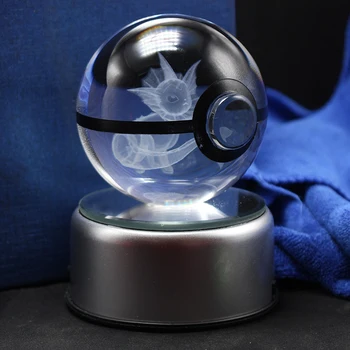 

Vaporeon Pokeball Crystal Ball Desktop Decoration Light Glass Ball LED Colorful Base Lamp Gift