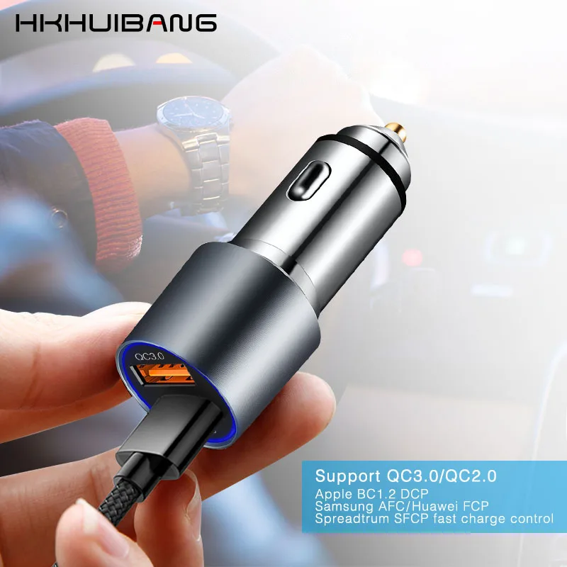 HKHUIBANG автомобильное зарядное устройство двойной usb 3.0 автомобильная зарядка qc 3