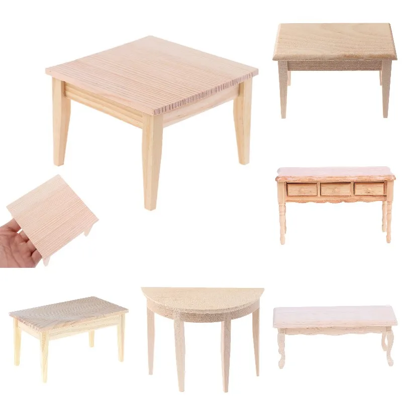 

New 1/12 Mini Dollhouse Furniture Desk Tea table Miniature Living Room Kids Pretend Play Toy Simulation Dollhouse Accessory