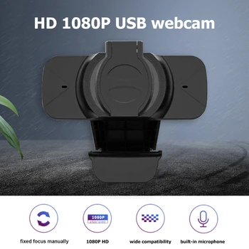 

HD Web Camera with Privacy Cover Dual Microphone 1080P USB Webcam W8 Durable PC for Household Computer Safety Parts