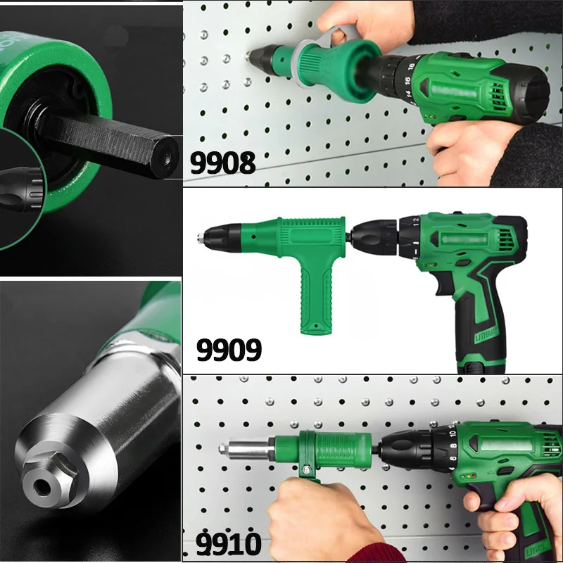 Electric Rivet Gun Adapter Electric Drill Blind Rivet Gun Head 2.4mm-4.8mm Industrial Handheld Pull Nut Tool