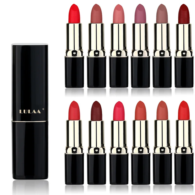 

12 Color Matte Lipstick Moisturizing long lasting Lip Balm red ruby rose Lip Gloss Makeup cosmetics