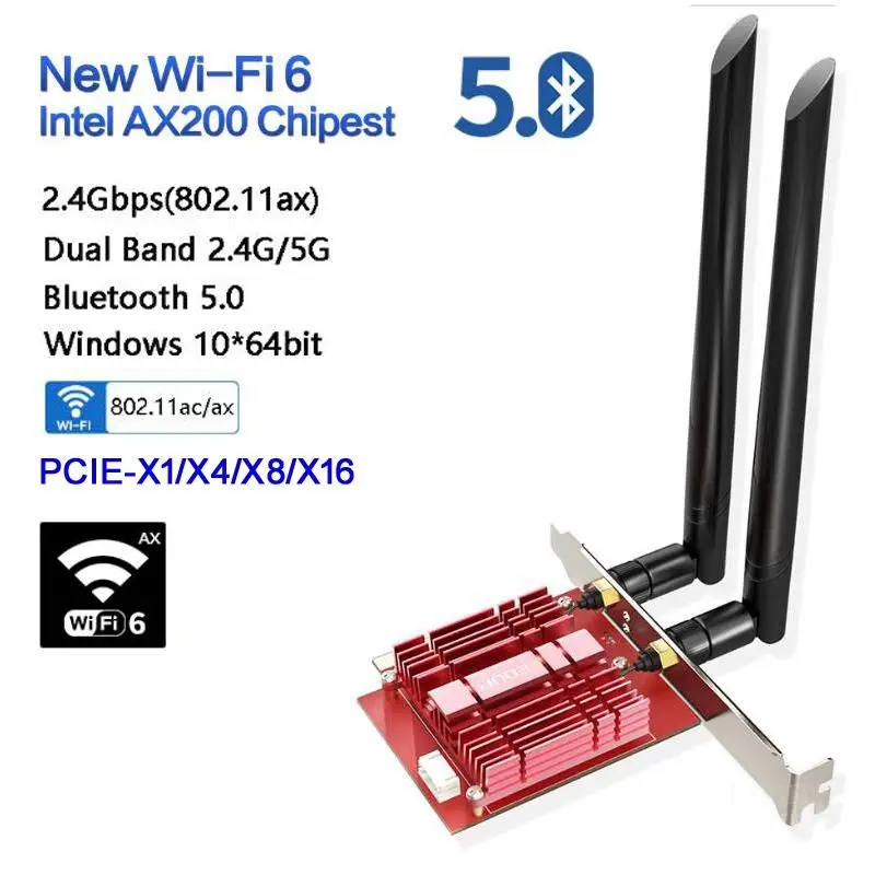 3000 Мбит/с AX200 802.11AX Wifi 6 PCI e сетевая карта Bluetooth 5 0 Беспроводная Wifi6 Express Antena 5G адаптер