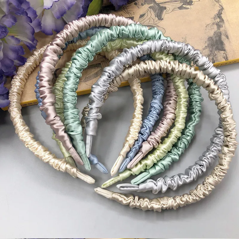 100% Real Silk Hair Head Hoop 1pc Fashion Headband for Women Girl Elastic Luxury Hair Accessories 19 Momme Hair Care