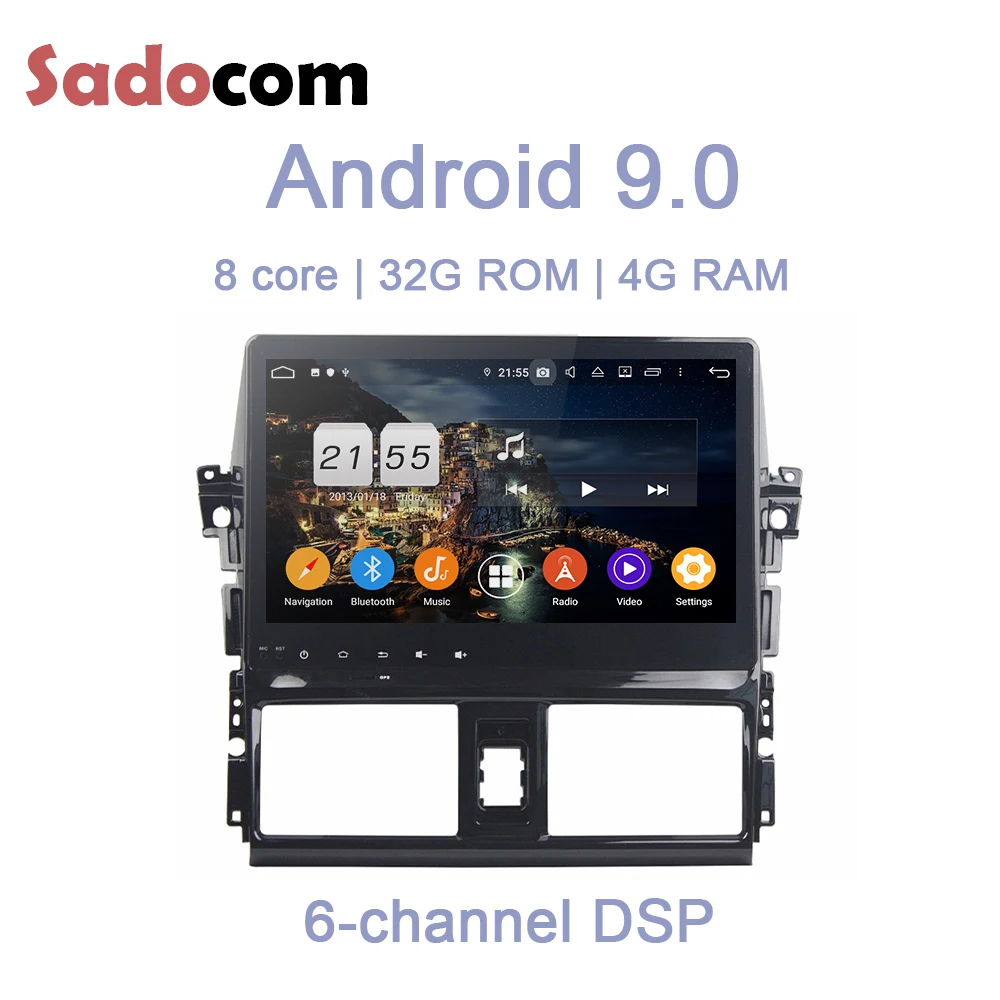 10.1&quot TDA7851 Android 9.0 For Toyota VIOS YARIS 2013 2014 2015 4GB RAM Car DVD Player Wifi car radio RDS RADIO GPS Glonass Map |