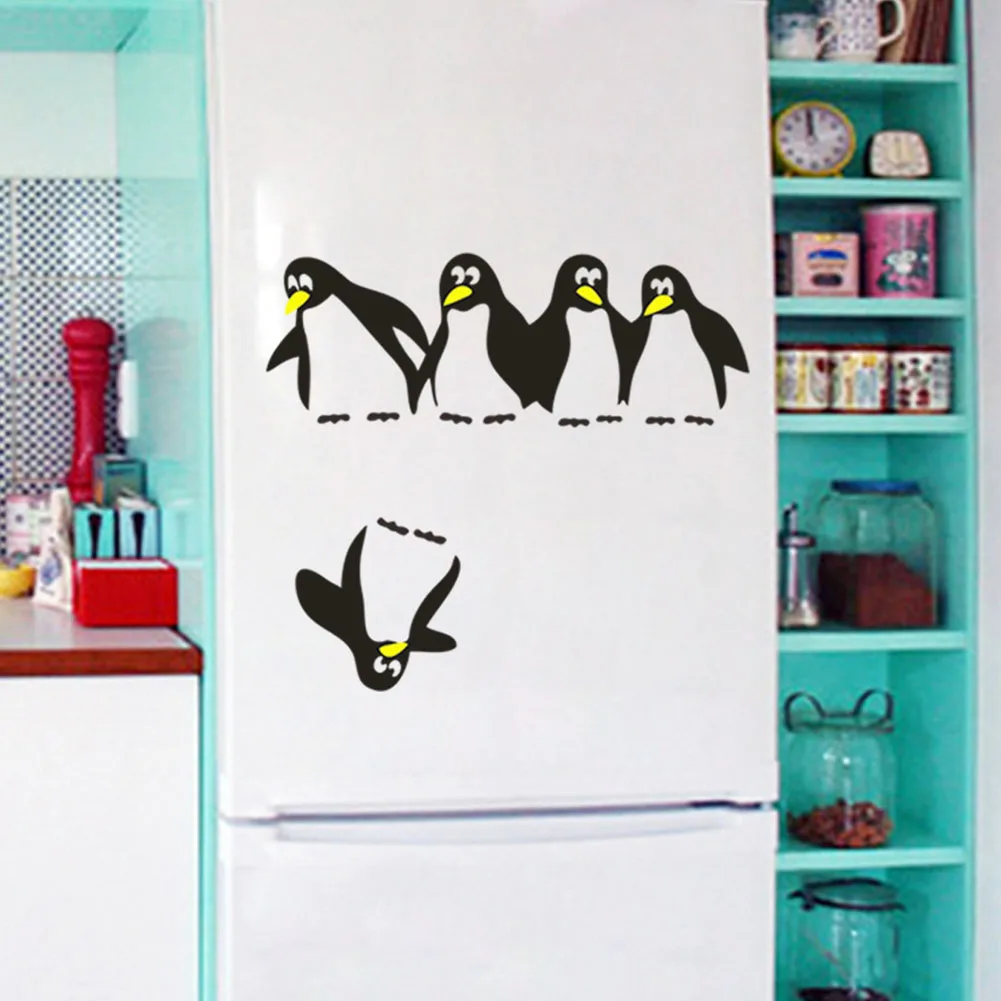 Кухня дома декоративные бесшовные стены искусства ПВХ спальня смешной для холодильника стикер столовая Водонепроницаемый Милые Пингвины самоклеющиеся