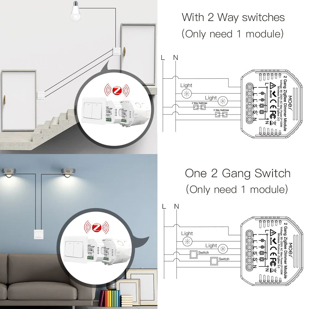 Powerful ZigBee 3.0 Dimmer Switch Module With Voice Control