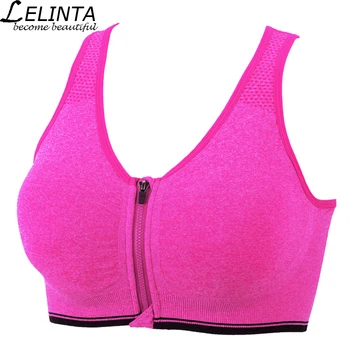 

LELINTA Women Front Zipper Bra Push Up Crop Top Seamless Sexy Shakeproof Underwear Moverment Bra With Padded