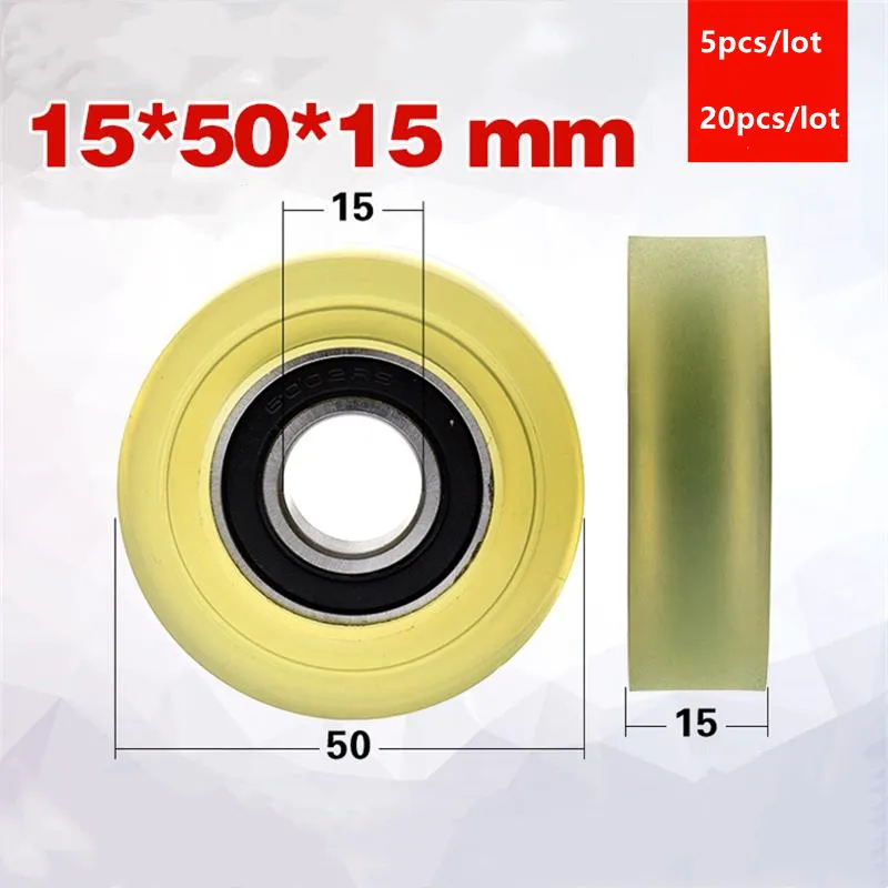 

5pcs/20pcs 15*50*15mm polyurethane PU 6002 6002RS low noise roller bearing friction pulley soft rubber 15x50x15