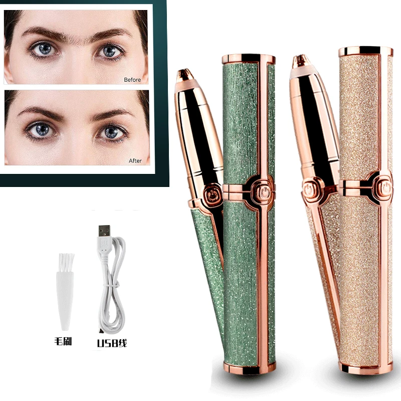 

Eyebrow Trimmer 2-in-1 Electric USB Charging Eye Brow Epilator Mini Shaver Razors Portable Facial Hair Remover Women Depilator