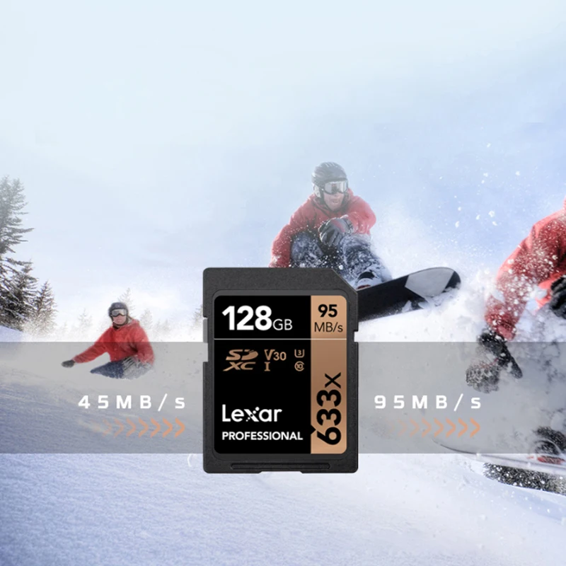 Lexar 633x64 Гб U3 SDXC 128 ГБ 256 512 SD карта профессиональная памяти чтение до 95 ° для