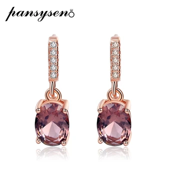 

PANSYSEN 18K Rose Gold Color 4x6MM Morganite Diamond Earrings for Women 100% 925 Sterling Silver Drop Earrings Wholesale Gifts
