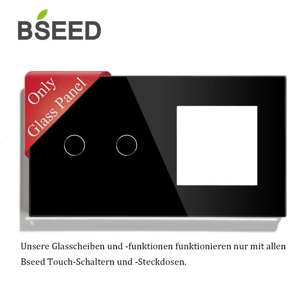 Переключатель BSEED стеклянный настенный 2 клавиши 157 мм с жемчугом|Выключатели| |