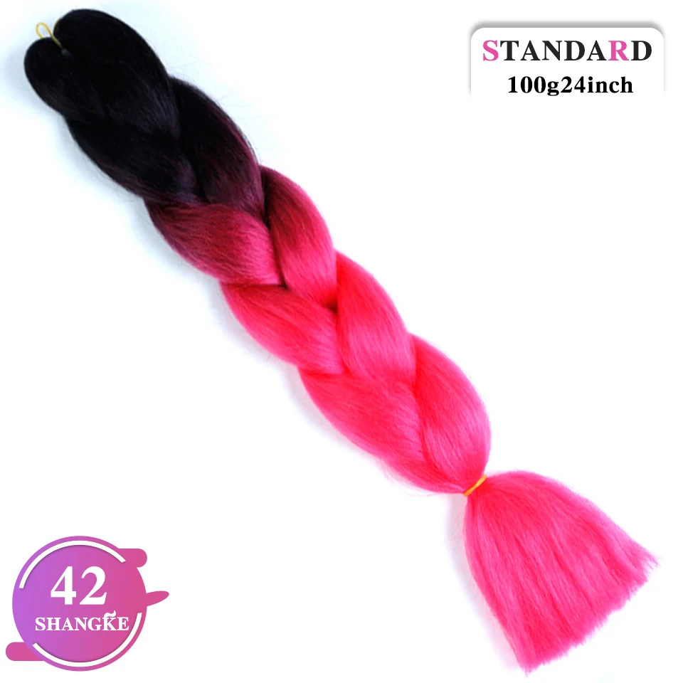 HOUYAN хорошее качество Розовый Фиолетовый Черный Красный синтетический Цвет Джамбо косы Омбре плетение волос - Цвет: P4/613