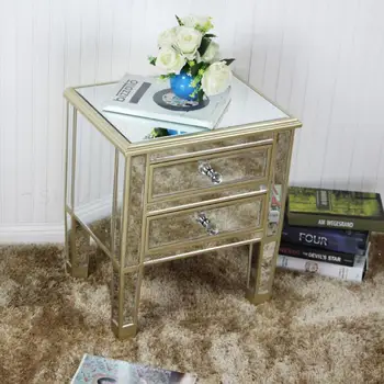 

Neoclassical And Post-modern Furniture Mirror Bedside Cabinet Champagne-colored Bedside Cabinet Bedside Cabinet Receiving Cabine