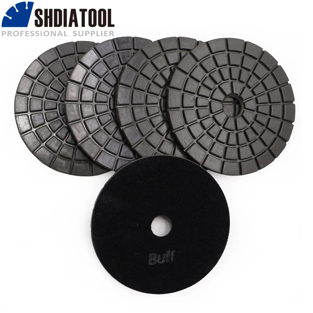 Shdiatool 5pcs Black Buff Professional Polishing Pads Resin Bond