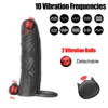 Vibrating Penis Sleeve Male Strap On Dildo Dick Reusable Condoms Enlargement Extender Male Chastity Cock Ring Sex Toys For Men 1