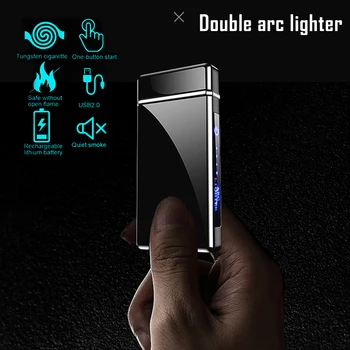 

Rechargeable Electronic Lighter Windproof Flameless Smart Double Side Lighter USB Briquet Touch Induction Cigarette